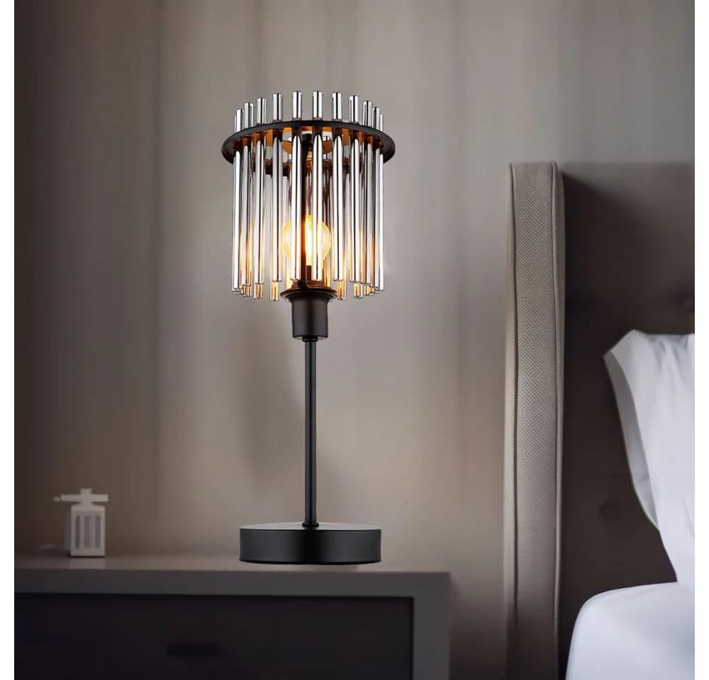 GLOBO LIGHTING Schreibtischlampe Schwarz Rauch Glas Metall E14 - Bild 5