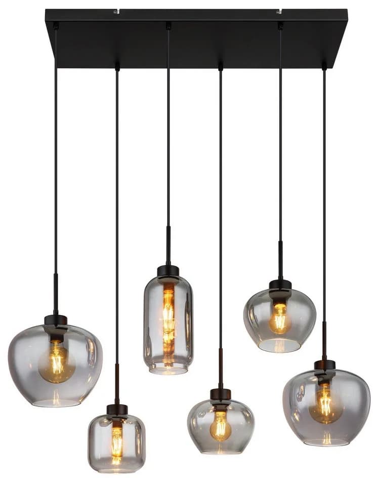 GLOBO LIGHTING Hängeleuchte MATT Schwarz Rauchglas E27 - Bild 2