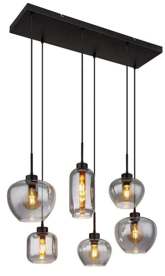 GLOBO LIGHTING Hängeleuchte MATT Schwarz Rauchglas E27 - Bild 3