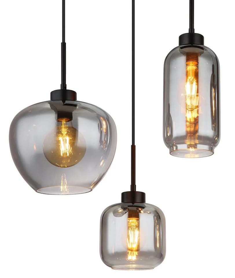 GLOBO LIGHTING Hängeleuchte MATT Schwarz Rauchglas E27 - Bild 5
