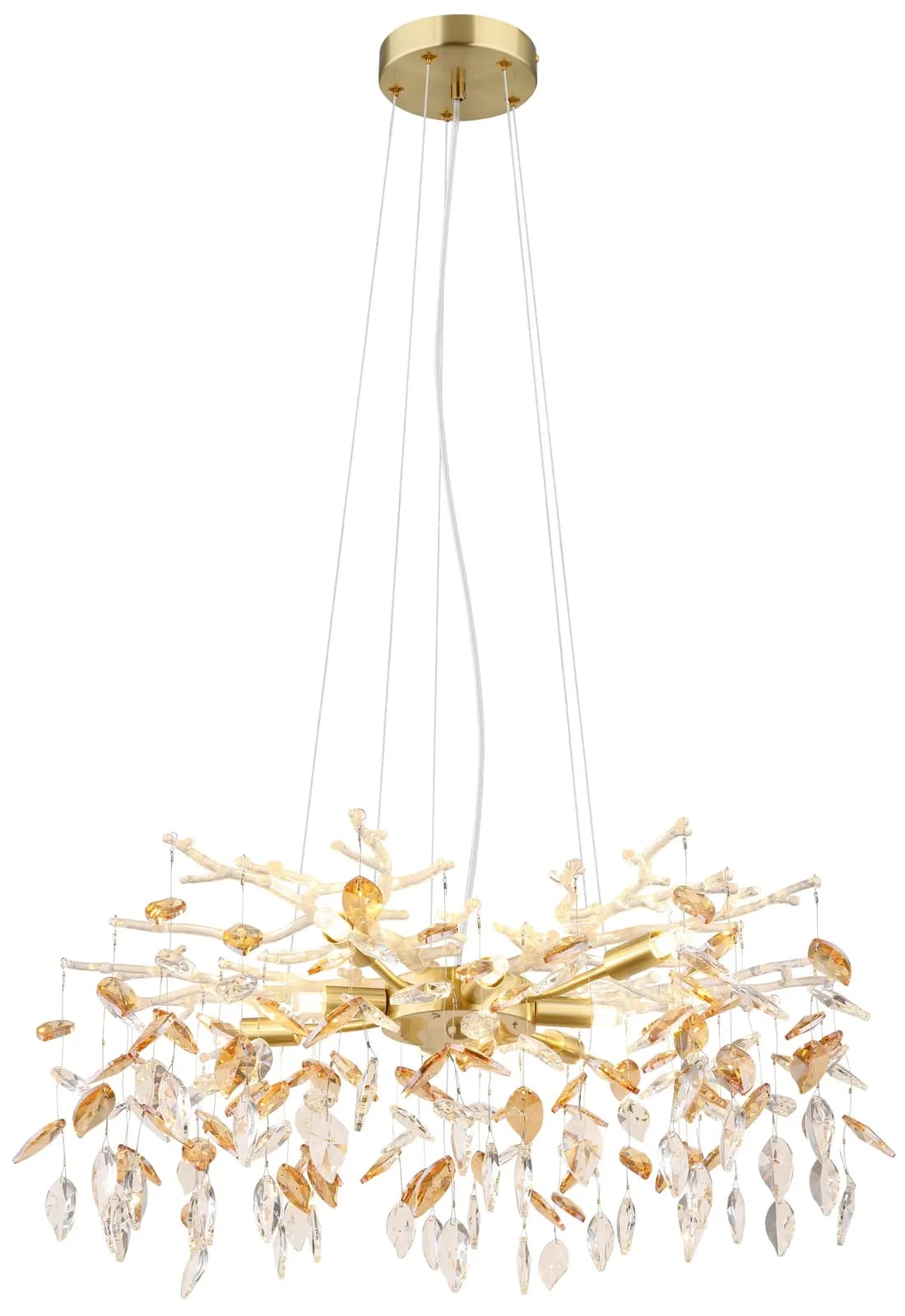 GLOBO Lighting Kronleuchter DANNA Metall goldfarben matt mit Glaskristallen