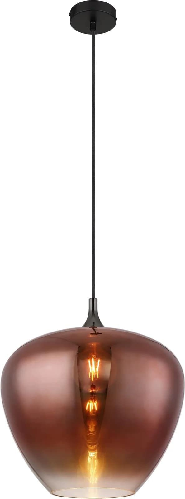 GLOBO LIGHTING Hängeleuchte MAXY Schwarz Glas Kupferfarben