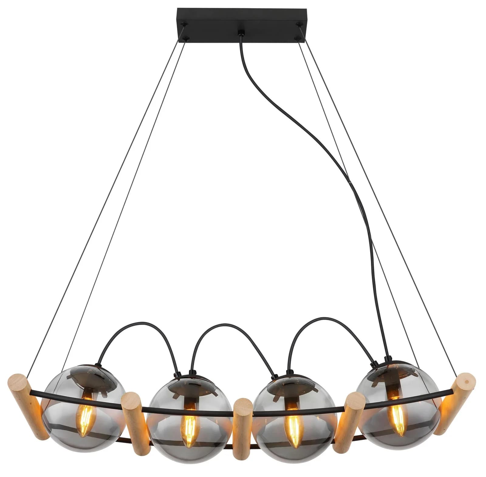 Globo Hängeleuchte Leona Schwarz Naturfarben max. 15W
