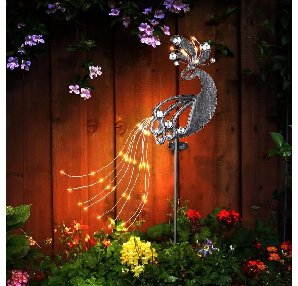 GLOBO LIGHTING Solarlampe mit Pfau-Design Schwarz Warmweiß - Bild 2
