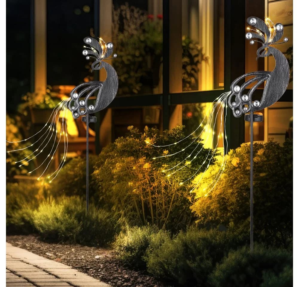 GLOBO LIGHTING Solarlampe mit Pfau-Design Schwarz Warmweiß - Bild 5