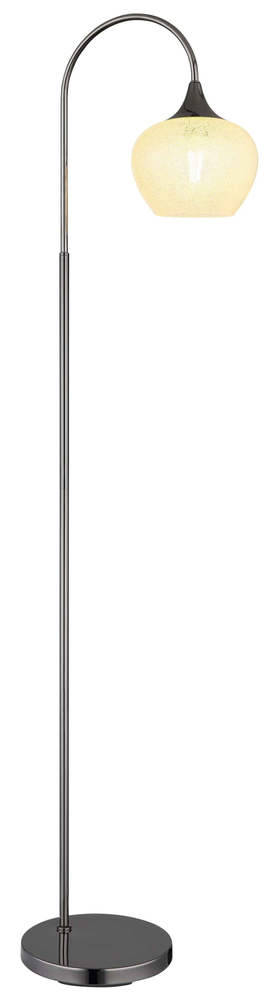 GLOBO LIGHTING Stehlampe MAXY schwarz chrom mit Glas-Schirm und Kristalldekor