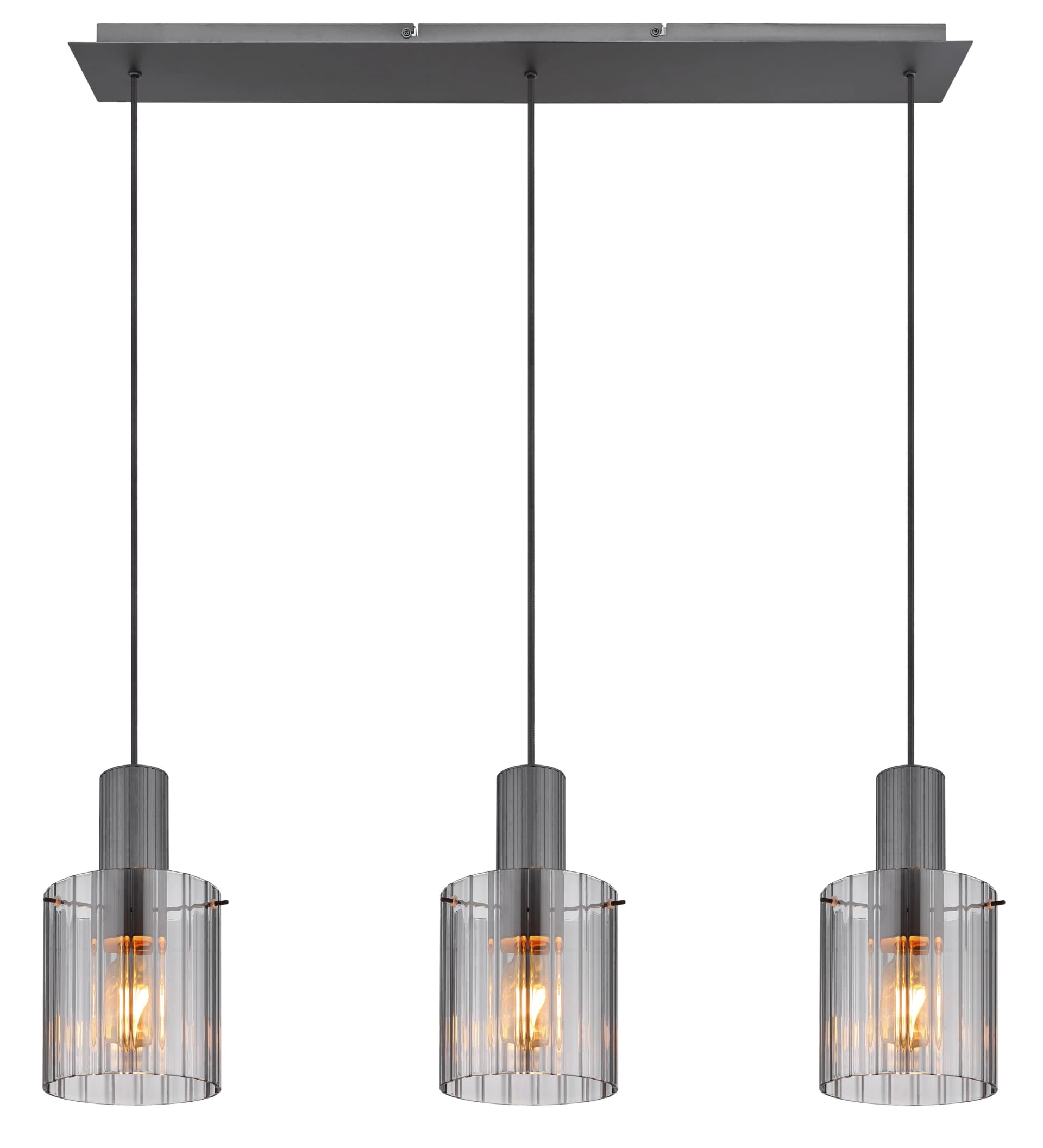 GLOBO LIGHTING Hängeleuchte TULIVAR Grau Dunkel 3x E27 Glas Metall