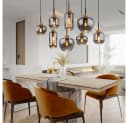 GLOBO LIGHTING Hängeleuchte 8-flammig Rauchglas Metall Holz E27 Bild 1
