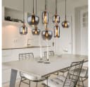 GLOBO LIGHTING Hängeleuchte 8-flammig Rauchglas Metall Holz E27 Bild 5