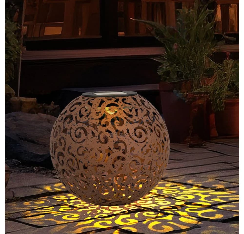 GLOBO LIGHTING Solarleuchte Kugel rostfarben Metall - Bild 3