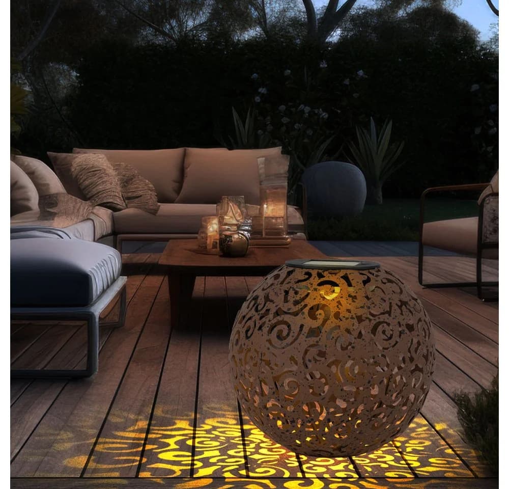 GLOBO LIGHTING Solarleuchte Kugel rostfarben Metall - Bild 4