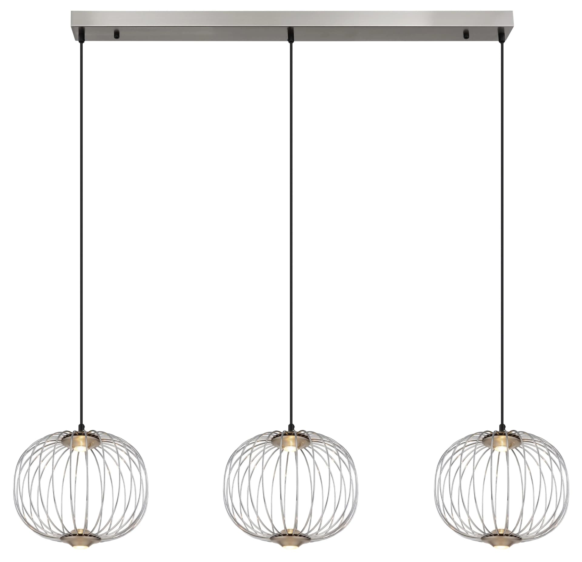 GLOBO LIGHTING LED Pendelleuchte GALWAY Nickel Matt 3 Lichter