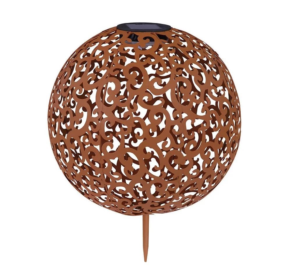 GLOBO LIGHTING Solar Gartenleuchte Kugel Rostfarben Metall - Bild 2