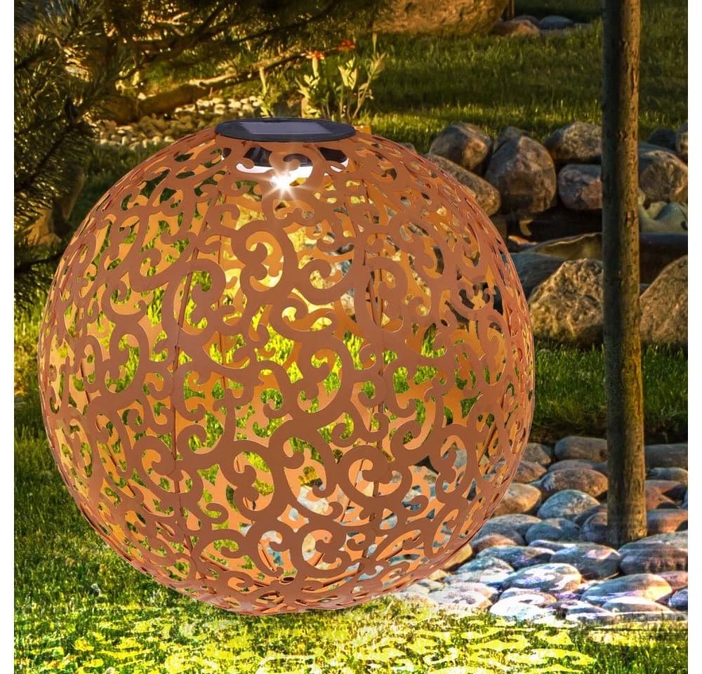 GLOBO LIGHTING Solar Gartenleuchte Kugel Rostfarben Metall - Bild 4