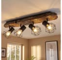 GLOBO LIGHTING Deckenspot 4x E27 Landhaus Holzoptik Schwarz Braun Bild 2