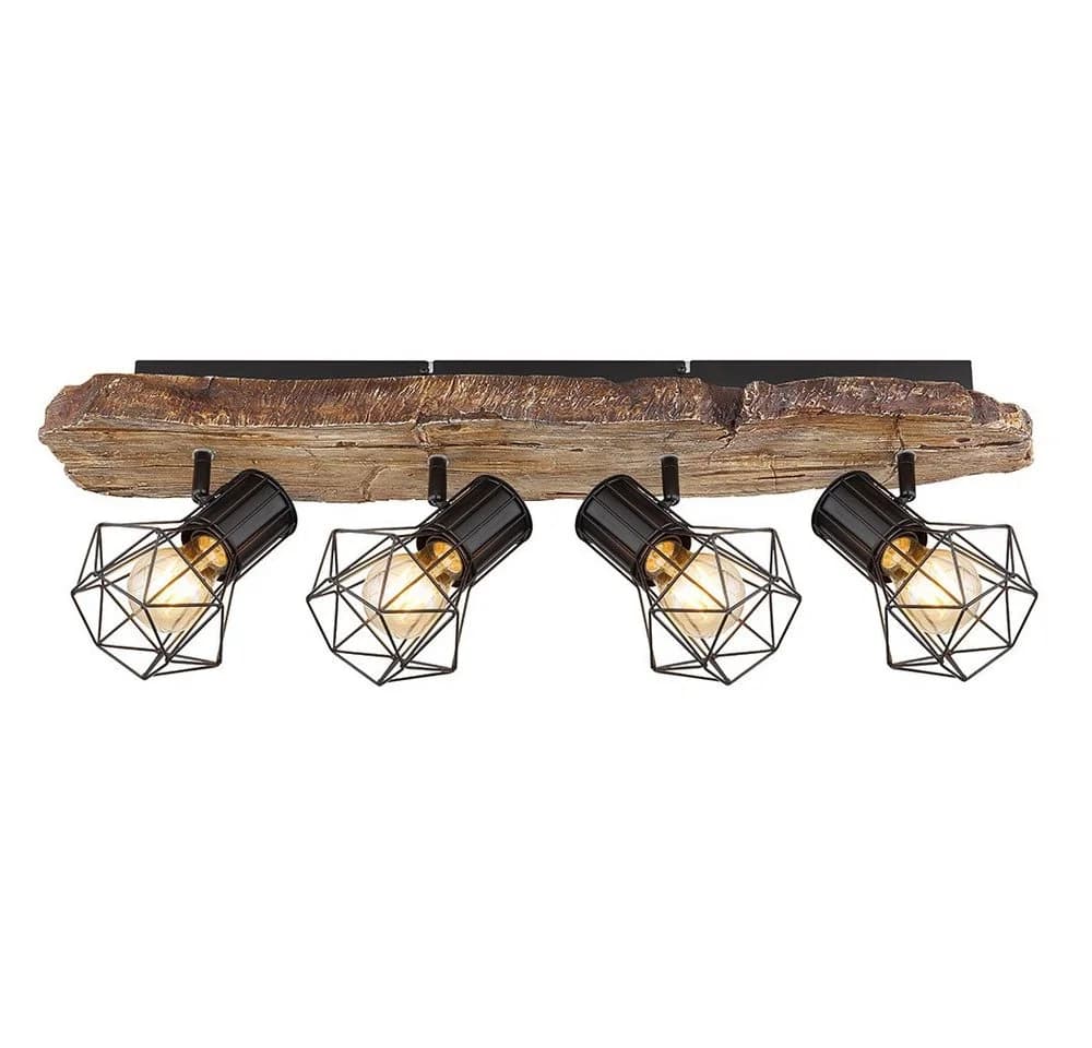 GLOBO LIGHTING Deckenspot 4x E27 Landhaus Holzoptik Schwarz Braun - Bild 5