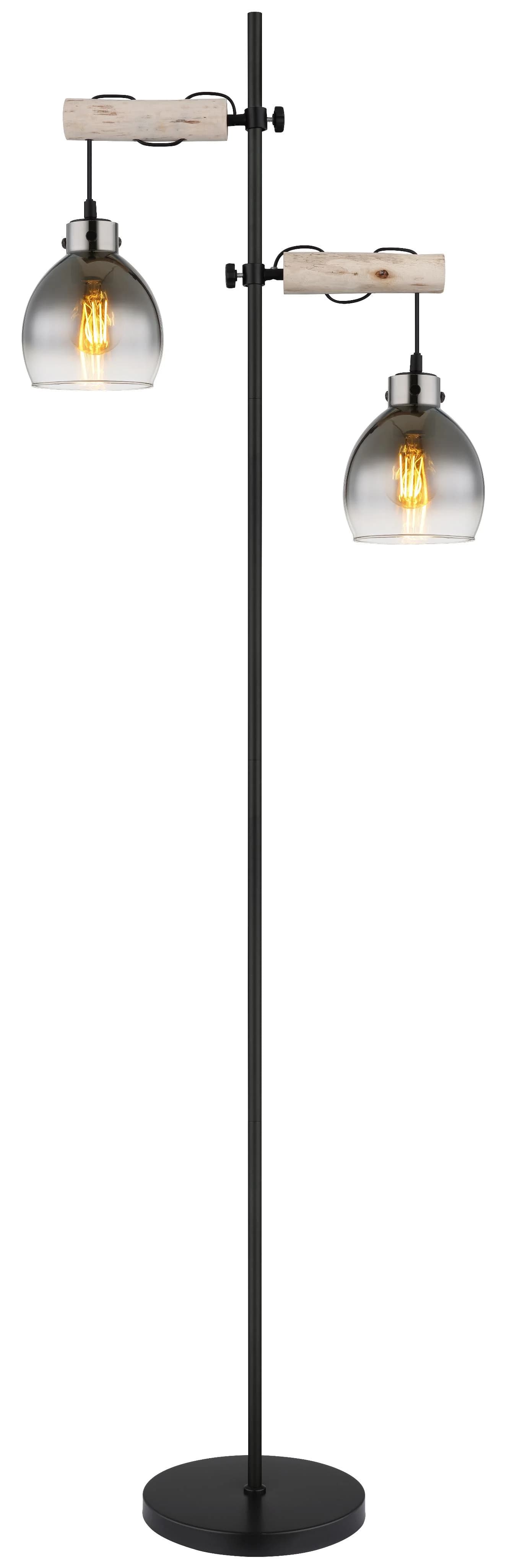GLOBO LIGHTING Stehlampe RYAN Schwarz Vintage Metall Glas