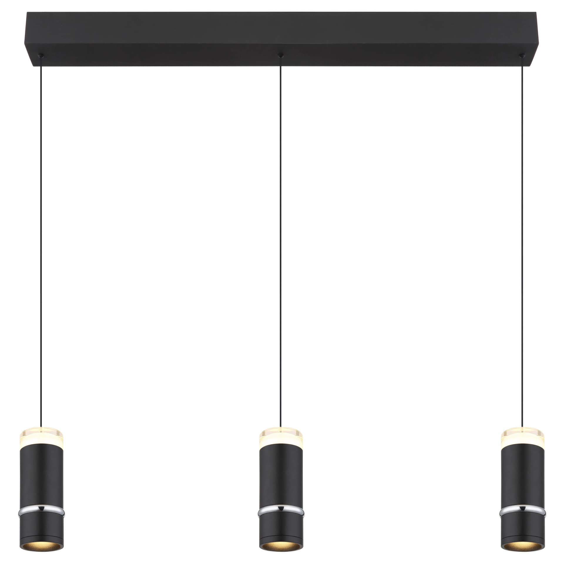GLOBO LIGHTING Hängeleuchte ALVARADO Schwarz Matt mit Chromring