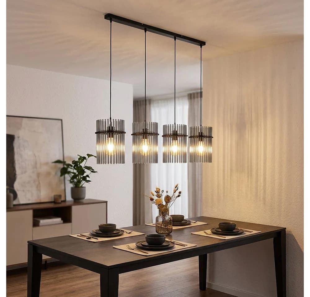 GLOBO LIGHTING LED Pendelleuchte Schwarz 3x E27 Glasstäbe - Bild 4