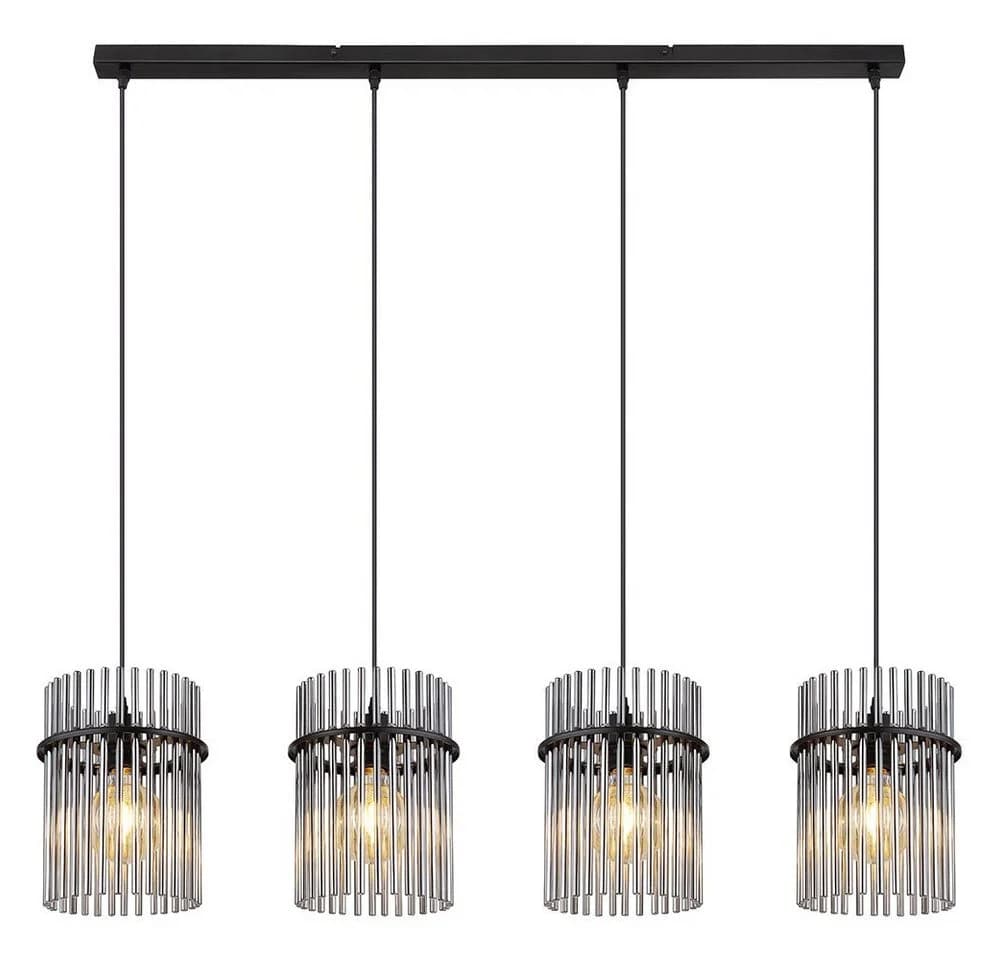 GLOBO LIGHTING LED Pendelleuchte Schwarz 3x E27 Glasstäbe - Bild 5