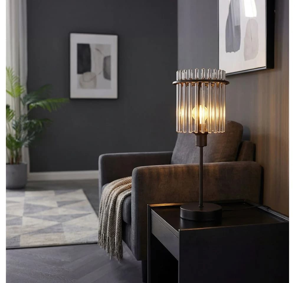 GLOBO LIGHTING LED Tischleuchte Schwarz Rauchfarben E14 - Bild 4