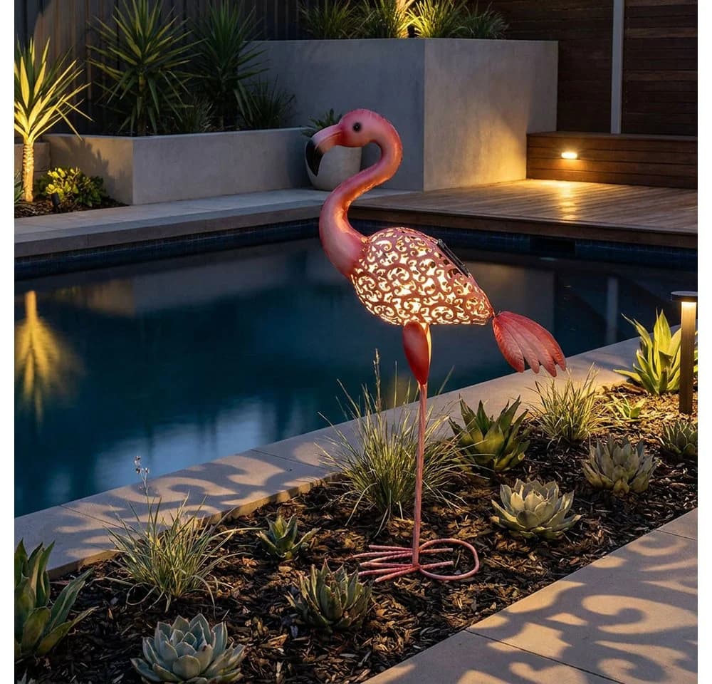 GLOBO LIGHTING Solarleuchte Flamingo Rosa Metall Außenleuchte - Bild 5
