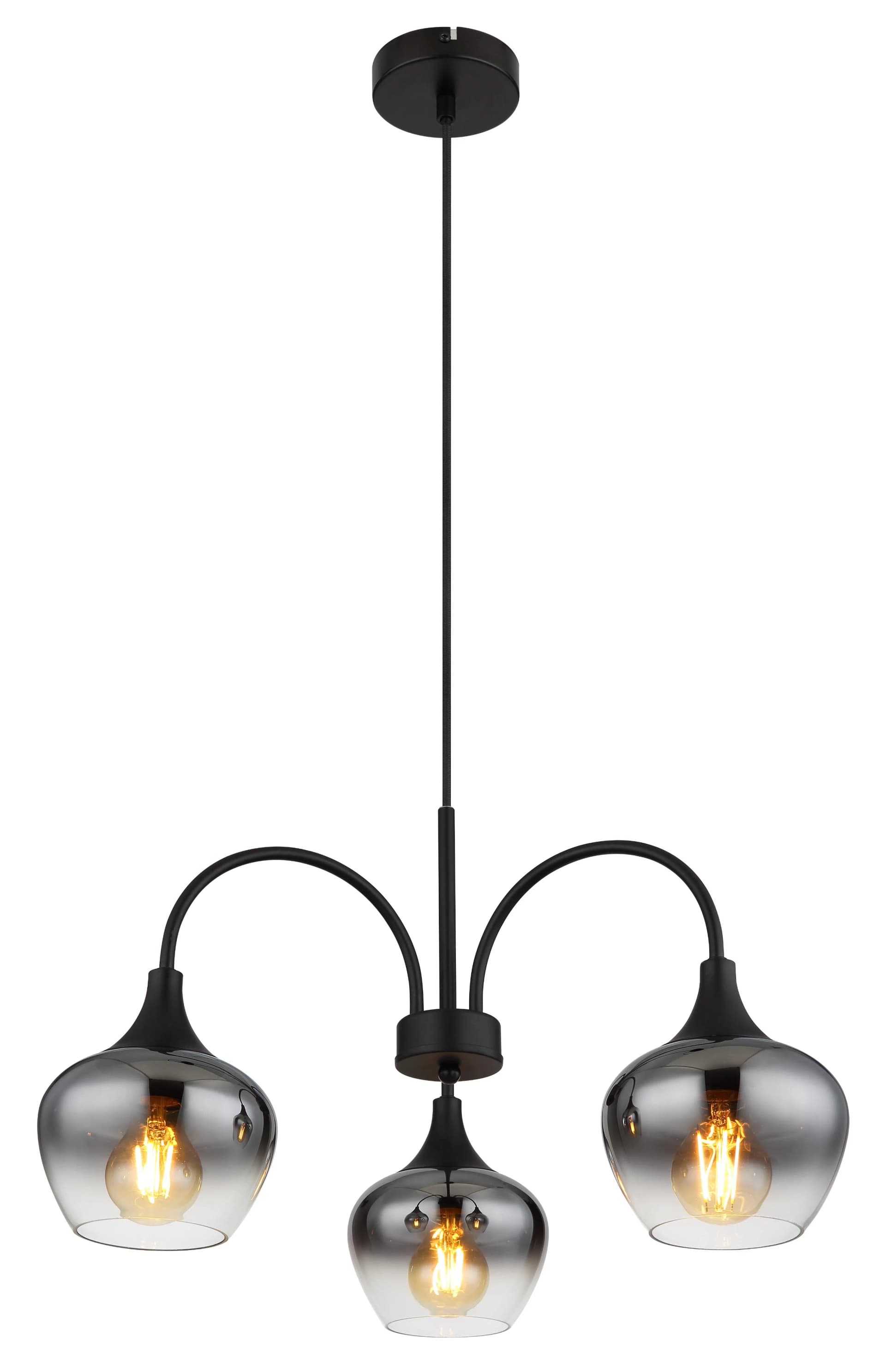 GLOBO LIGHTING Hängeleuchte MAXY Schwarz Rauchglas