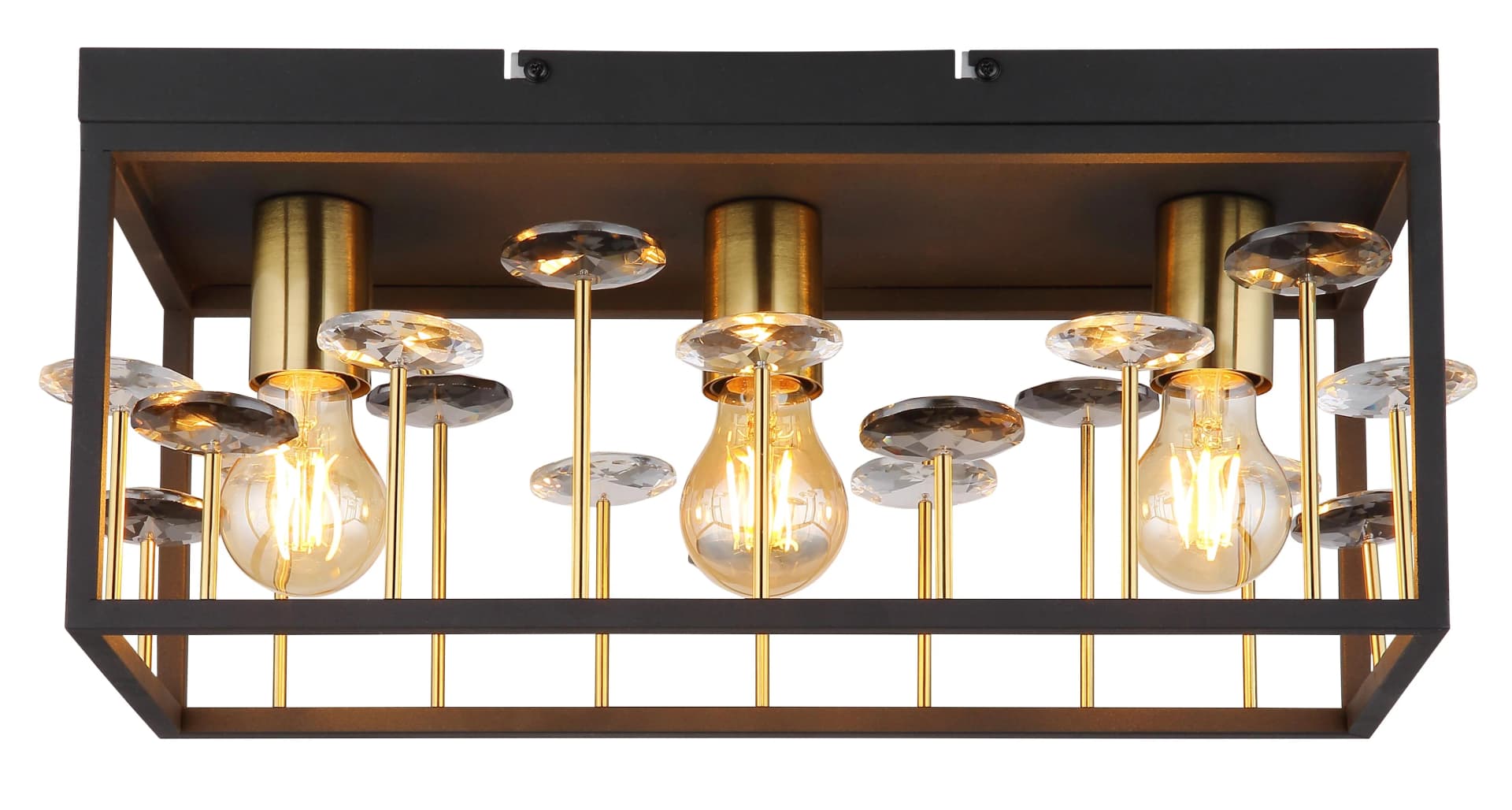 GLOBO LIGHTING Deckenleuchte LISBON Schwarz Matt mit Goldakzenten