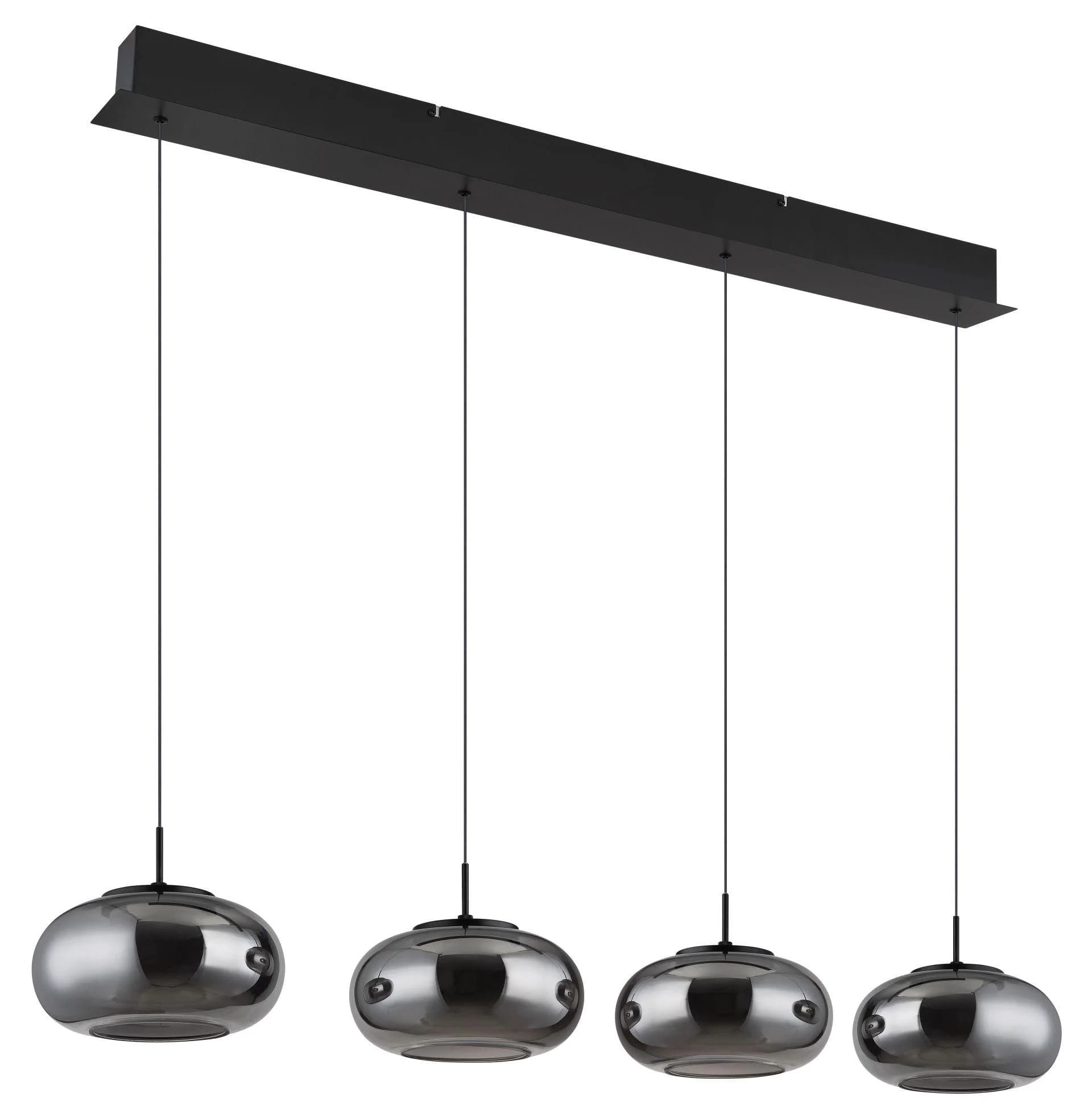 GLOBO LIGHTING LED-Hängeleuchte QUINTARA Schwarz Matt 4 Gläser höhenverstellbar