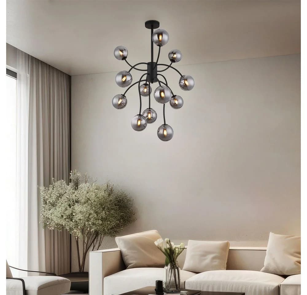 GLOBO LIGHTING RIHA LED Deckenleuchte 12-flammig Schwarz/Grau