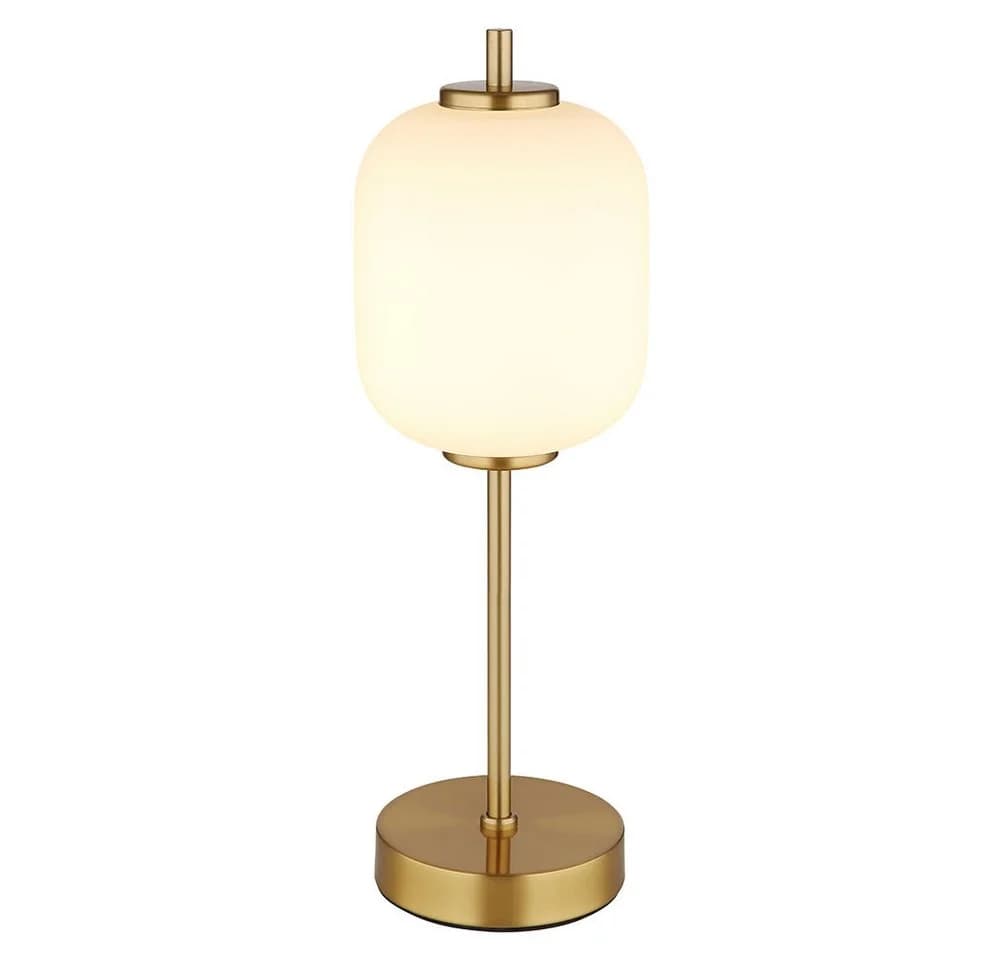 GLOBO LIGHTING Tischleuchte mit opalem Glasschirm und messingfarbenem Metall