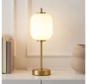 GLOBO LIGHTING Tischleuchte mit opalem Glasschirm und messingfarbenem Metall Bild 2