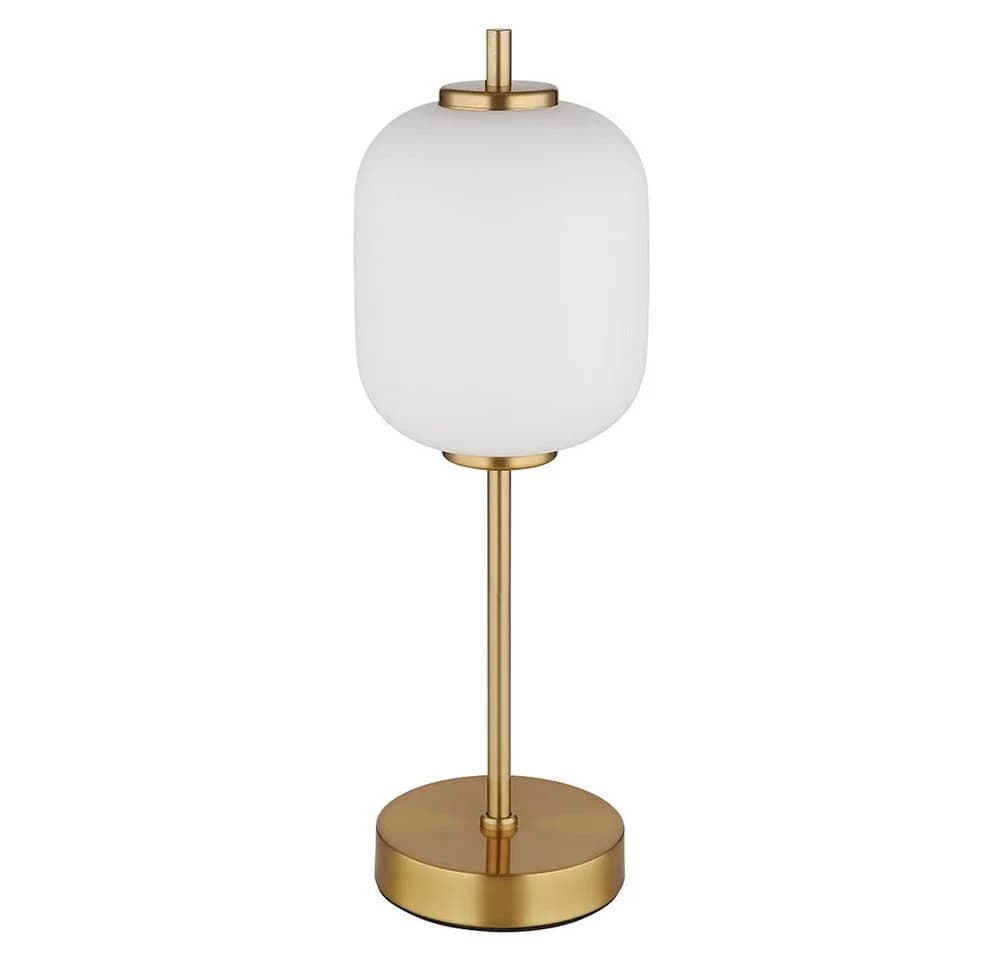 GLOBO LIGHTING Tischleuchte mit opalem Glasschirm und messingfarbenem Metall - Bild 5