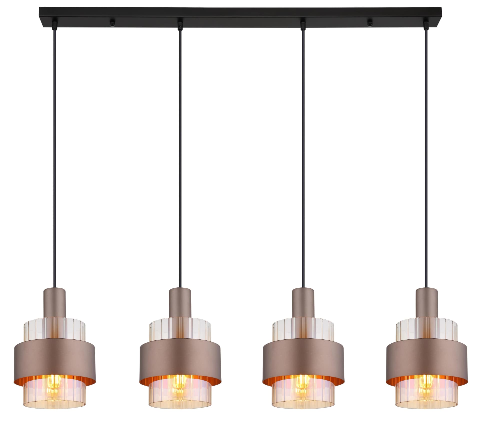 GLOBO LIGHTING Hängeleuchte MILLEY Schwarz Glas Metall Pendelleuchte