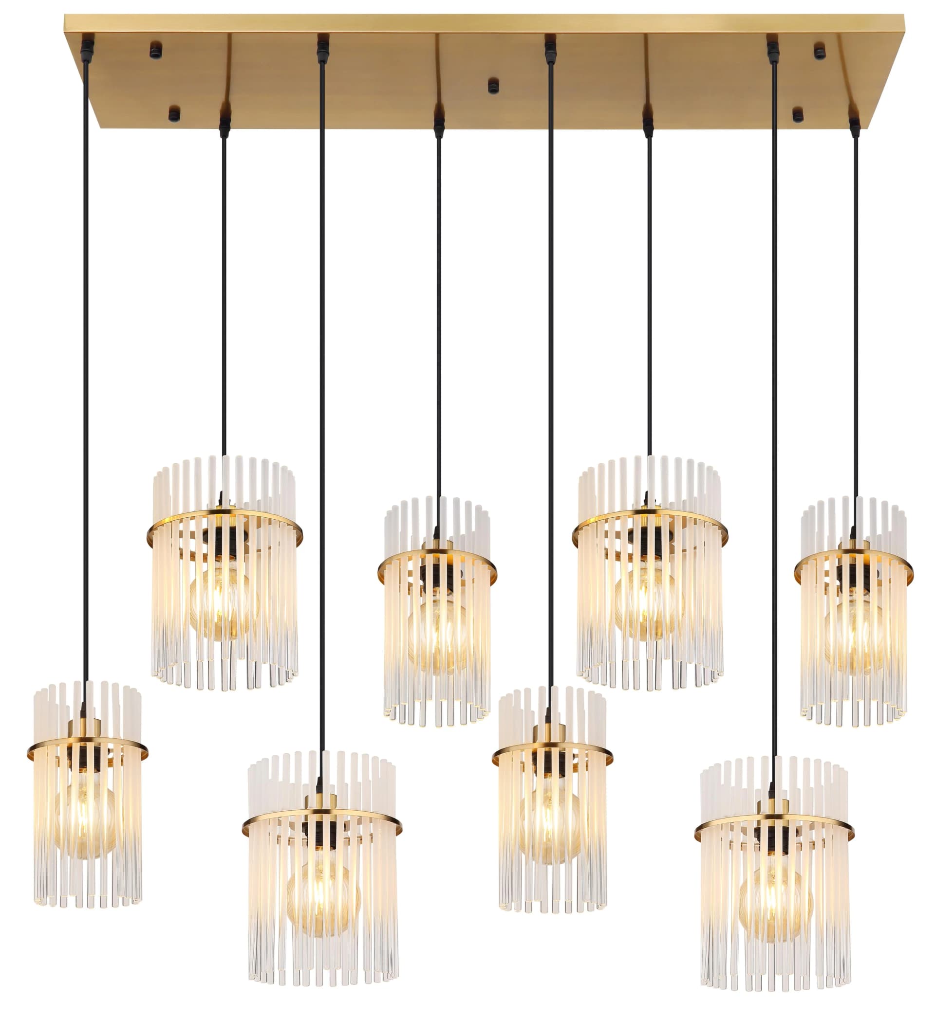 GLOBO LIGHTING Hängeleuchte GORLEY Goldfarben Matt Glasstäbe
