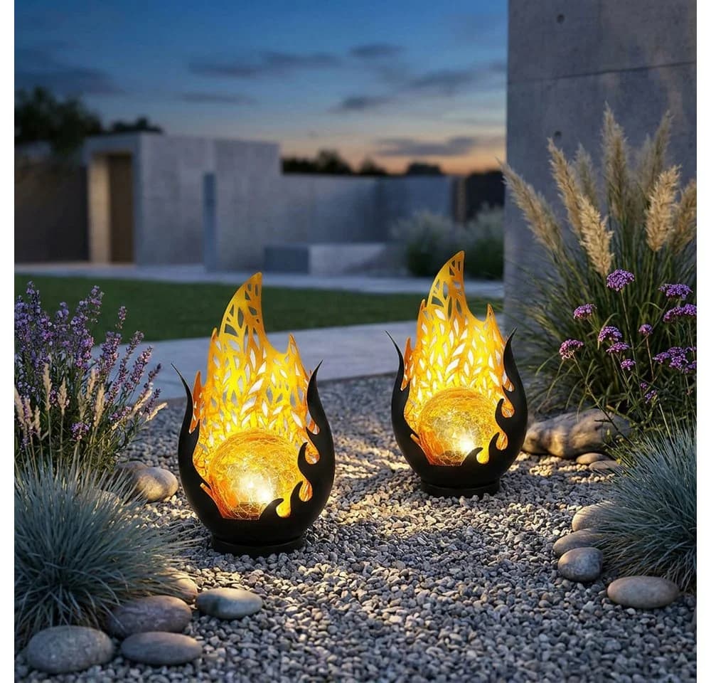 GLOBO LIGHTING Solarleuchte LED Warmweiß 2er Set Garten Deko - Bild 3