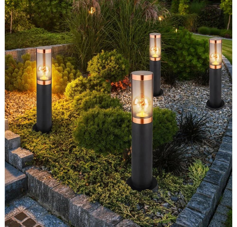 GLOBO LIGHTING 4x Außen-Stehlampe Schwarz IP44 Sockelleuchte - Bild 2