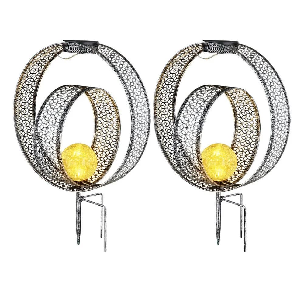 GLOBO LIGHTING Solarleuchte Orientalisch Silber Crackle-Glas