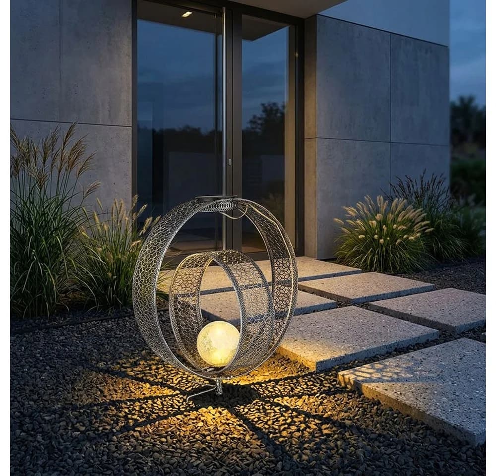 GLOBO LIGHTING Solarleuchte Orientalisch Silber Crackle-Glas - Bild 3