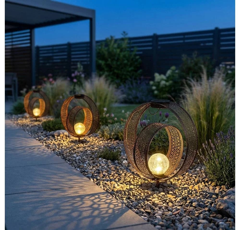 GLOBO LIGHTING Solarleuchte Orientalisch Silber Crackle-Glas - Bild 4