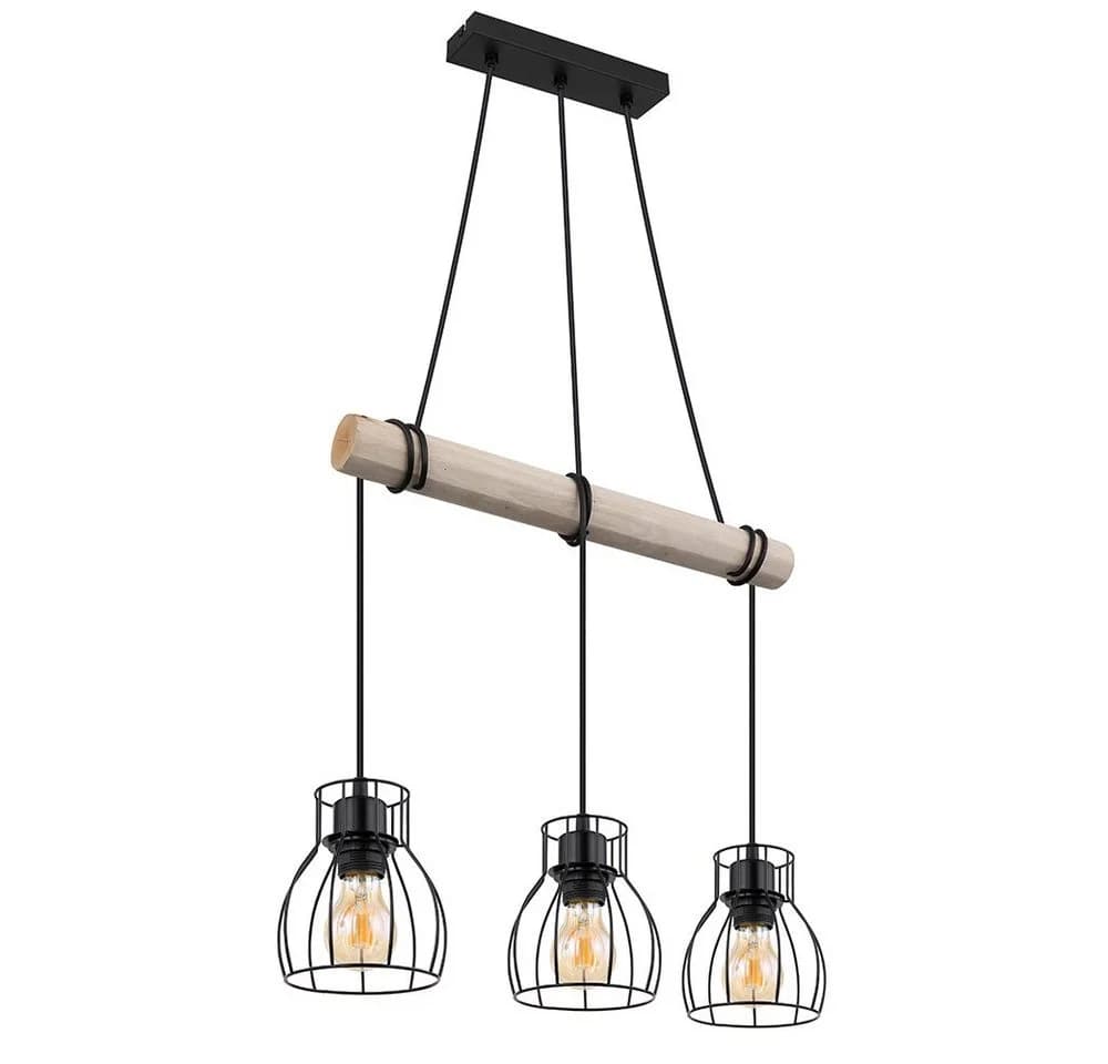 GLOBO LIGHTING LED-Hängeleuchte Vintage Schwarz Holz
