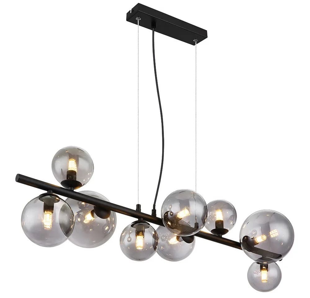 GLOBO LIGHTING LED-Hängeleuchte Rauchglas Schwarz 9x G9