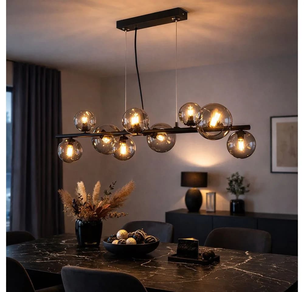 GLOBO LIGHTING LED-Hängeleuchte Rauchglas Schwarz 9x G9 - Bild 3