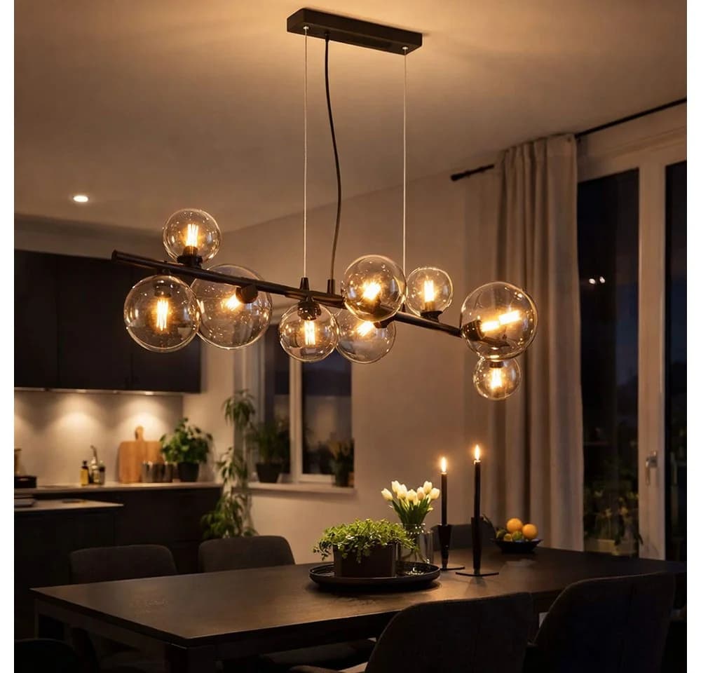 GLOBO LIGHTING LED-Hängeleuchte Rauchglas Schwarz 9x G9 - Bild 5