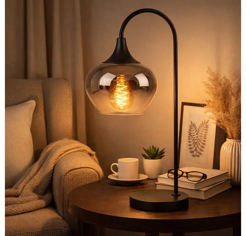 GLOBO LIGHTING LED Tischleuchte Rauchglas Schwarz - Bild 2