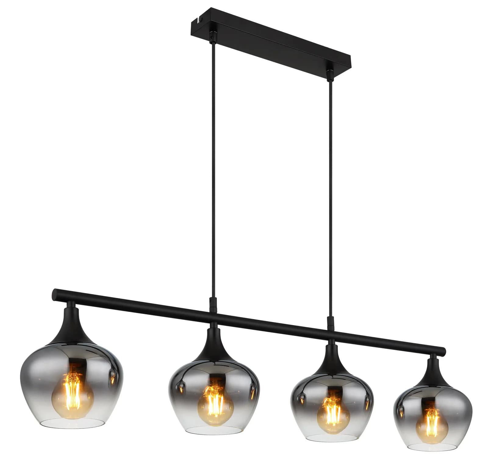 GLOBO Hängeleuchte MAXY Schwarz Matt/Rauchglas 4x E27