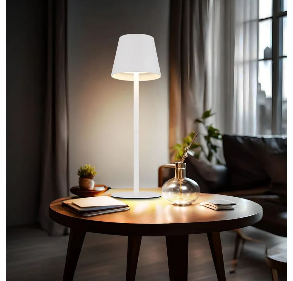 GLOBO LIGHTING LED Außen-Tischleuchte Weiß mit Touchdimmer