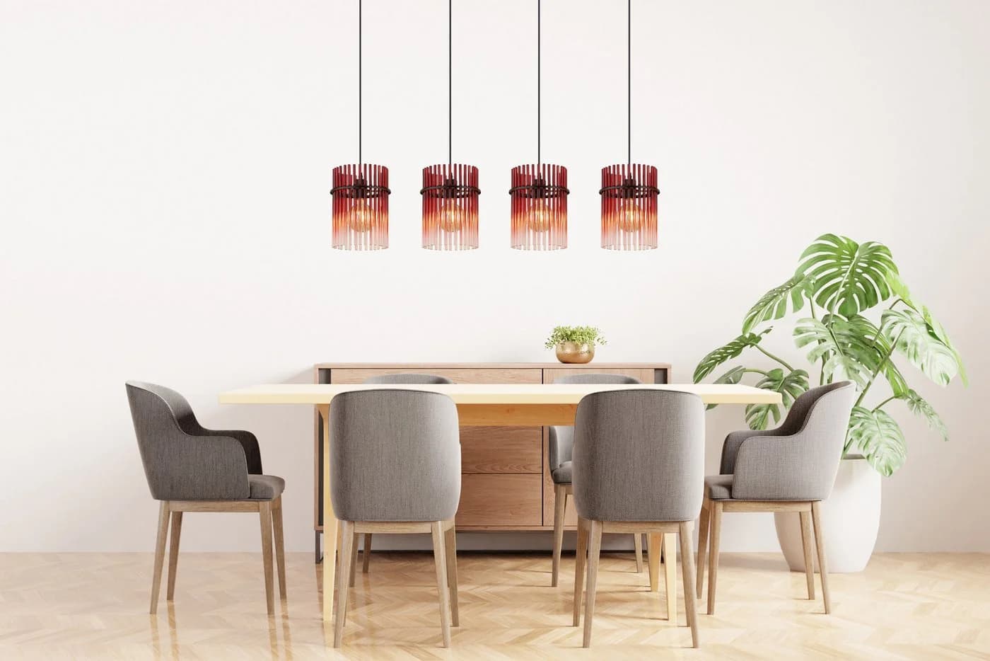 GLOBO LIGHTING Hängeleuchte GORLEY Schwarz Braun Glasstäbe