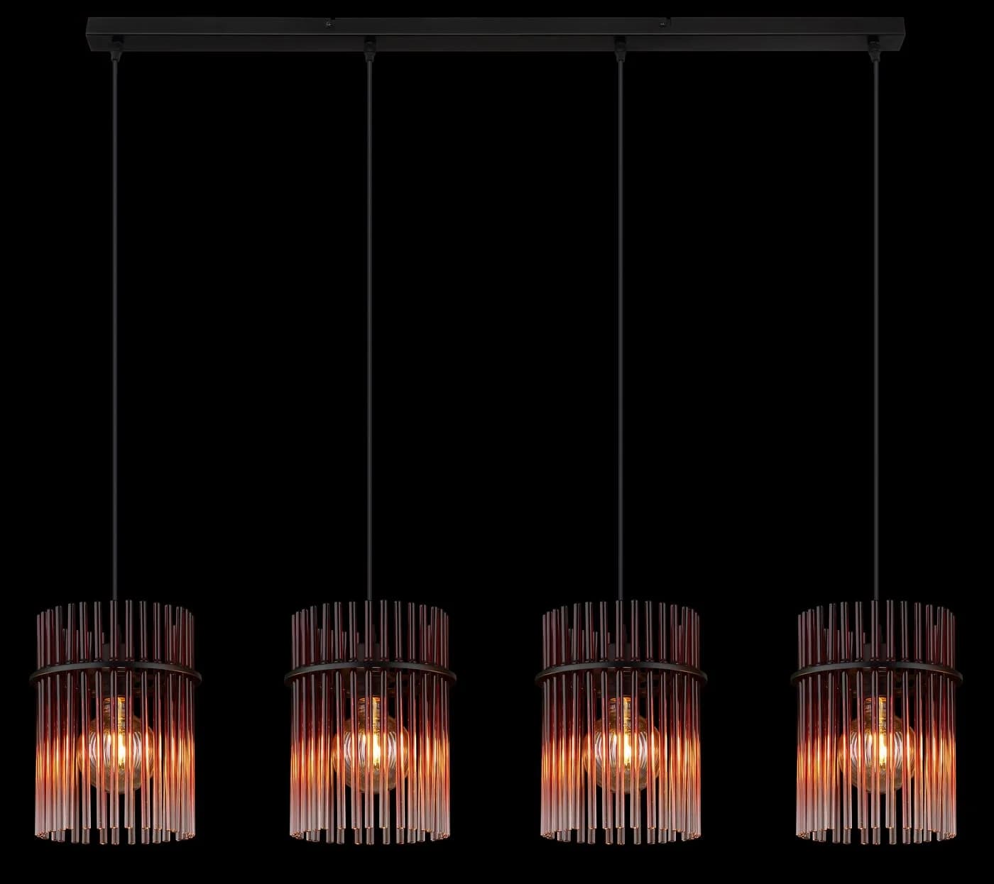 GLOBO LIGHTING Hängeleuchte GORLEY Schwarz Braun Glasstäbe - Bild 5