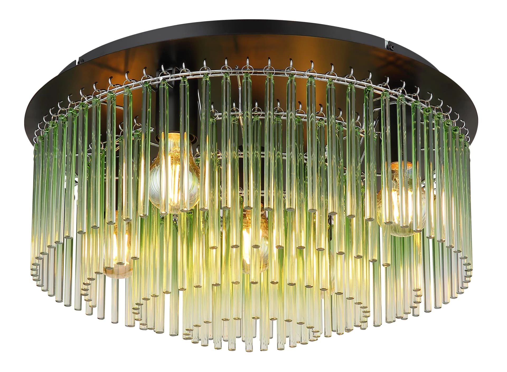 GLOBO LIGHTING Deckenleuchte GORLEY Schwarz Matt Grün Glasstäbe